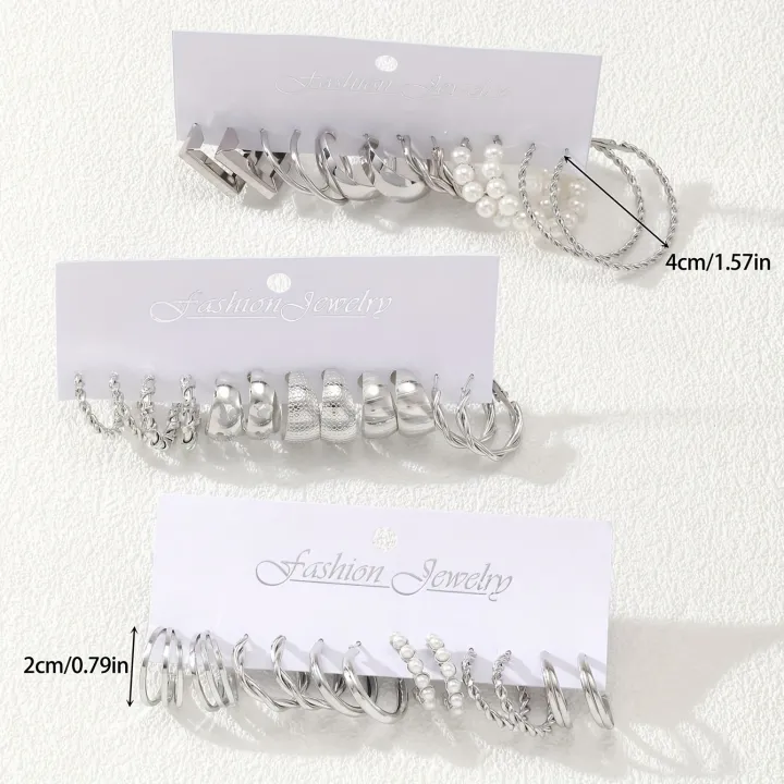 Fashion%20Geometric%20Hoop%20Earring%20Twisted%20Pattern%20Multi-Element%20Inlaid%20Imitation%20Pearl%20C-shaped%20Earring%20Women's%20Daily%20Party%20Jewelry%20-%20Image%204