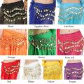 1pc Belly Dance Hip Scarf Chiffon Skirt Wrap Professional Scarf Skirt Costume with Coins for Yoga Belly Dancing,Autumn,new years. 