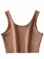 sexy women summer crop tops sleeveless short cotton u collar knitted bar. 