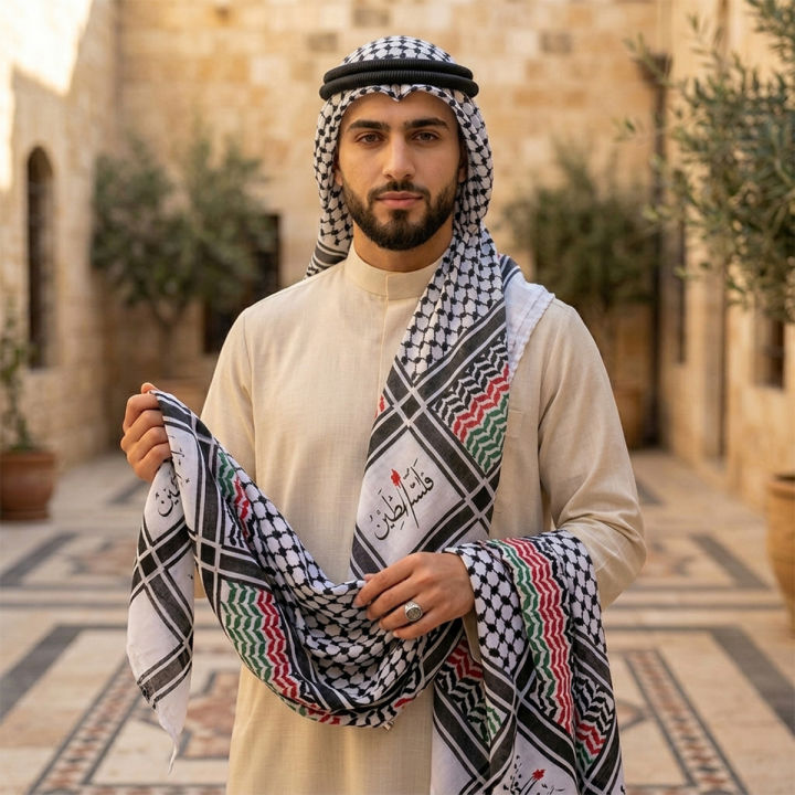 Palestine Arafat Traditional Scarf For Men All Season Cotton Fabric Cultural Ethnic Style Multi Color