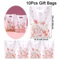 10/20/50pcs Spring Wildflowers Plastic  Bags, Floral Grass Butterfly Design Handheld Bag for Wedding, Mother's Day, Birthday. 