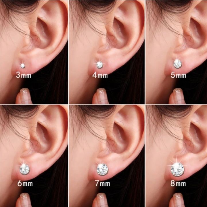 3Pairs 1.5mm, 2mm, 3mm Girls Simple Tiny Studs for Sensitive Ear, Hypoallergenic 925 Sterling Silver Stone Stud Earrings for Women 4mm, 5mm, 6mm Chandi Ear Studs