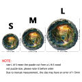 Wooden Puzzles for Adults, Flat Puzzle with 3D Visual Effect, Winter Scene Wooden Jigsaw Puzzles for Adults, Forest River Sunset. 