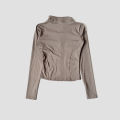 Long Sleeve Fitness Running Shirts For Women Stand Up Collar Gym Clothes Workout Dry Fit Breathable High Elastic Zipper Sports.