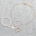 6PCS/Set Women's Watches Casual Silicone Band Analog Quartz Watch Heart Pearls Jewelry Set(Without Box). 