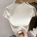 2025 Pullover Sweater  Basic Layering Piece Thin  Pullover Women Female Knitted Sweater Slim Short Sleeve Bodycon Sweater. 
