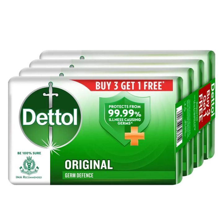 Dettol Original Germ Protection Bathing Soap Bar (750gm) | Kills 99.99% germs, 150 - Pack of 4