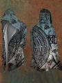 2025 New Abstract Cosmic Retro Print Spring/Fall Men's 3D Digital Print Oversized Hooded Trench Coat Cardigan. 