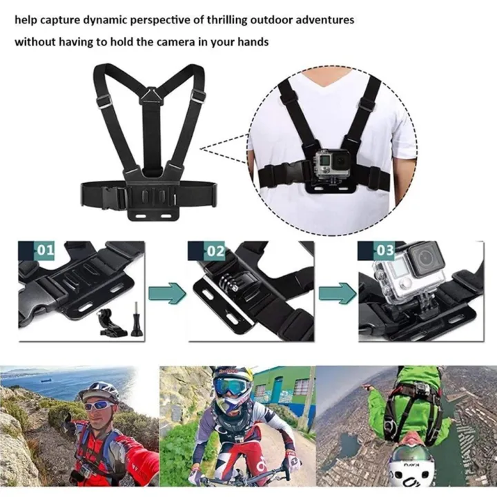 Head%20Chest%20Strap%20Mount%20Selfie%20Stick%20Buoyancy%20Stick%20Suction%20Cup%20For%20%20SJCAM%20AKASO%20Insta360%20Osmo%20Action%20Camera%20Accessories%20Set%20-%20Image%203