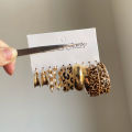 10 Pcs Acrylic Pearl C-shaped Leopard Print Earring for Women European and American Metal Earrings Light Luxury Accessories.