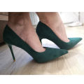 Women 9cm High Heels Pumps Stripper Flock Suede Plus Size Escarpins Lady Wedding Bridal Heels Escarpins Green Blue Yellow Shoes. 