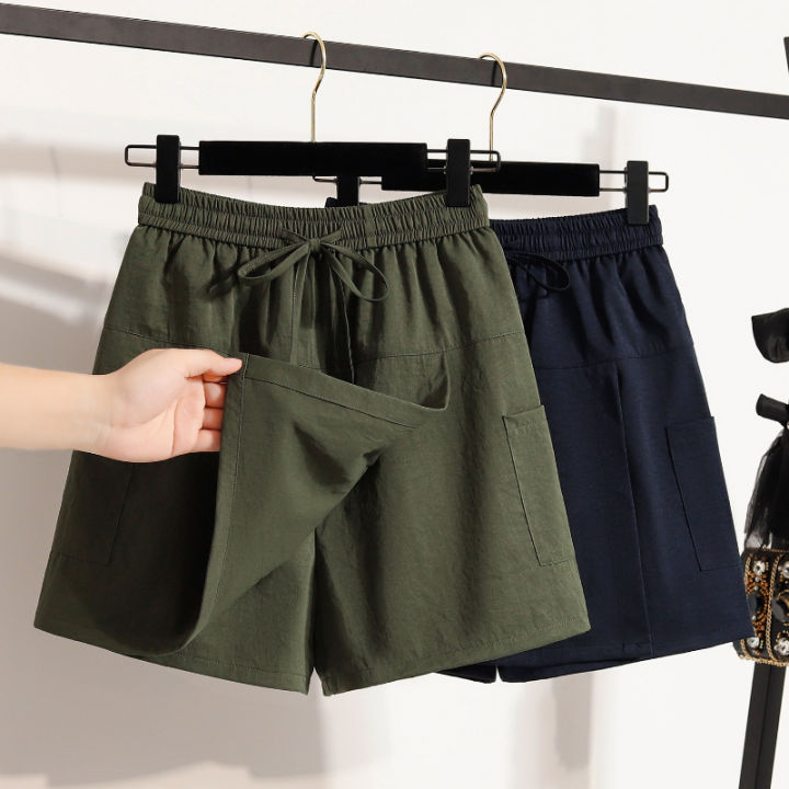 Summer Versatile High-Waisted Casual Shorts Skirt Women's Plus Size Shorts Korean-style Fashion Wide-Leg Oversized Half Pants