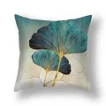 1pc ginkgo leaf Teal Gold Pillow Cushion Cover Square Soft Polyester Plant Leaves Ginkgo Biloba Throw Pillowcase. 