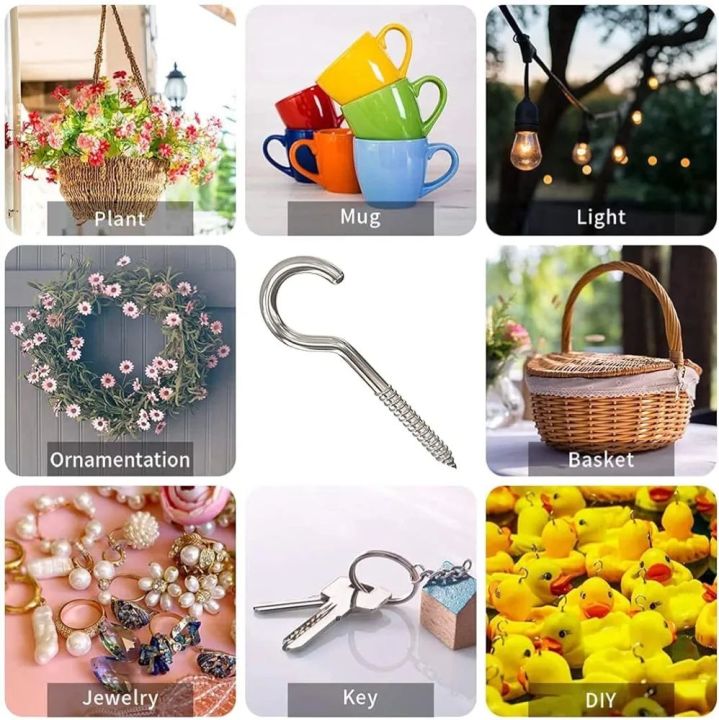 12%20pcs%20Screw%20Hooks%20with%20Wall%201.25%20Inch%20Height%20M%20S%20Screw-in%20Hooks%20Eye%20Bolt%20Ceiling%20Hook%20Screw%20Hanger%20-%20Image%202