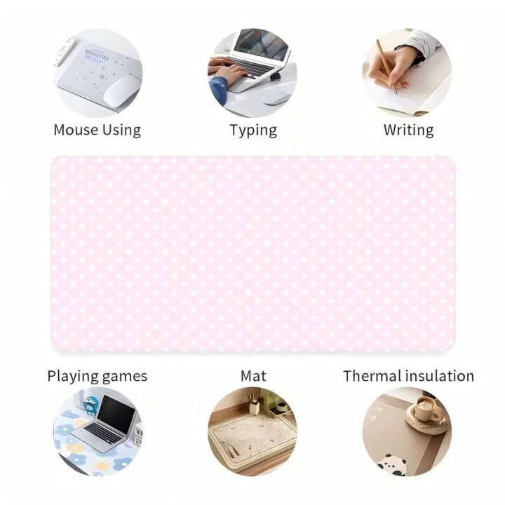 Pink%20White%20Polka%20Dot%20Large%20Gaming%20Mouse%20Pad%20XXL%20Extended%20Desk%20Mat%20Cute%20Spot%20Decor%20for%20Office%20Home%20-%20Image%206