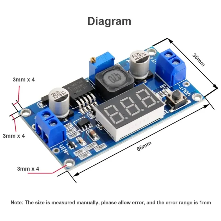 1/2/5/10 PCS LM2596 LM2596S power module + LED Voltmeter DC-DC ...