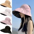 Summer Empty Top Wide Brim Foldable Sun Hat for Women Anti UV Sunscreen Bucket Hat Female Outdoor Hiking Fishing Beach Caps. 