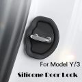 1/4pcs For Tesla Model 3/Y Car Door Mute Damping Cushion Silicone Door Lock Buckle Car Door Anti-collision Protective Cover. 