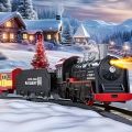 Children's train track set toys, retro classic engine cars and long track train toy sets with lights, ideal toys for children. 
