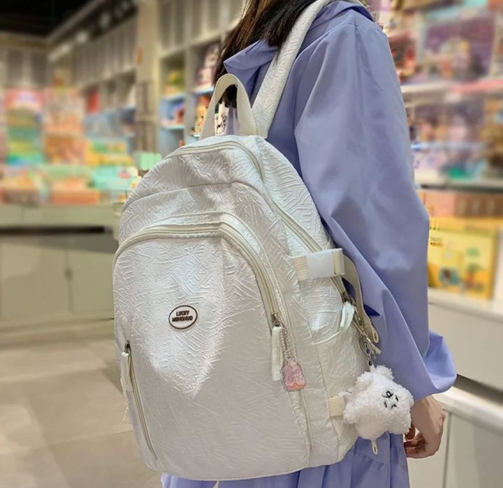 College and university New fashionable bagpacks Letter Patch Detail