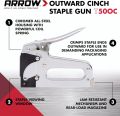 Arrow T50OC Heavy Duty Outward Clinch Staple Gun, Manual Stapler for Packaging and Boxes, Uses T50 Staples in 3/8-Inch, 1/2-Inch, and 9/16-Inch. 