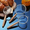 1pc 304 Stainless Steel Mesh Filter Spoon with Wooden Handle Flour Filter Spoon Household Kitchen Fried Food Filter Oil. 