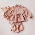 2Pcs Baby Girl Clothing Sets Spring Summer Linen Cotton Infant Baby Girl Outfits Blouse + Bottom Shorts. 