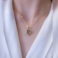 Colorful Heart of Ocean Crystal Pendant Titanium Steel Necklace For Girls.