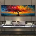 Large size Abstract Canvas Poster Red Yellow Tree of Life Wall Art Print Painting Pictures for Modern Living Room Bedroom Decor. 