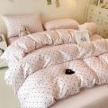 3pcs Satin Duvet cover set (1*Duvet Cover + 2*Pillowcase, Without Core), Black dot print Bedding Set, Soft Comfortable. 