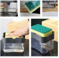 2 In 1 Scrubbing Liquid Detergent Dispenser Press Type Liquid Soap Box Pump Organizer Sponge Kitchen, Office, Restaurant, hospital ,Hotel Supplies. 
