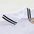 Summer Cartoon Bear Embroidered POLO Shirt And Shorts Set for Babies And Toddlers Boys Comfortable Breathable Cotton Outfit.