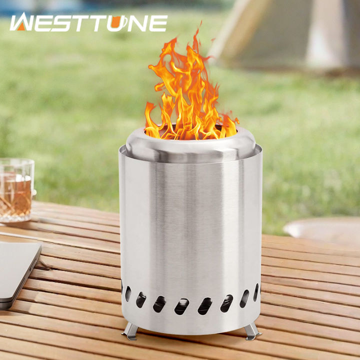 WESTTUNE Stainless Steel Camping Stove Portable Outdoor Firewood Burner ...