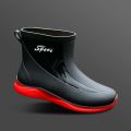 2024 Short Rain Boots for Men Non-slip Wear-resistant Rainy Day Outdoor Fishing Rubber Shoes, Cotton Waterproof Men's Rain Boots. 