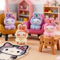Cute flocked gradient rabbit blind box accessory, trendy toy, blind box, blind bag, keychain, desktop birthday . 