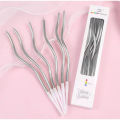 Spiral Twisty Gold Long Stick Metallic Candle for Birthday, Wedding Party and Cake Decoration 6 pieces.