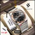 Pecolagar Quartz Men’s Stainless Steel Watch with Day & Date Display – Silver.