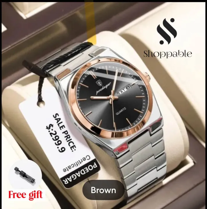 Pecolagar%20Quartz%20Men%E2%80%99s%20Stainless%20Steel%20Watch%20with%20Day%20&%20Date%20Display%20%E2%80%93%20Silver%20-%20Image%203