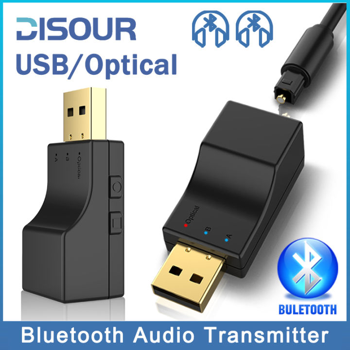 USB Optical Wireless Bluetooth Transmitter 2 in 1 Audio Transmitter Adapter Low Lantency For TV PC USB Wireless Audio Adapter