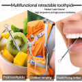 Portable Titanium Toothpicks Pocket Toothpicks Keychain Silver with Metal Toothpick Holder for Outdoor Picnic Camping Accessorie. 