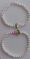 new elegant bracelet with Pink tulip flower Charm, trendy latest Crystal pearl beaded Bracelet Handmade, Elegant Pink Crystal latest cute charm Jewelry, Handcrafted stylish Crystal Bracelet, Pink beautiful Bracelet, affordable pink lover Fashion Bracelet. 