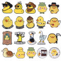 Cute Yellow Duck Enamel Pins Cartoon Cowboy Duck with Knife Animal Collection Brooches Lapel Badge Jewelry Gifts For Friends.