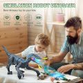 Remote Control Dinosaurs for Boys Age 4-7 8-12, Dionsaur Blue from Dinosaur World - Multifunction RC Robot Dinosaur Toys w/ 3D Eye ED Light, Roaring & Shaking Head, Tail Wagging. 