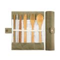 Bamboo Travel Tableware Reusable Bamboo Cutlery Set with Carrying Case Portable Wooden Dinnerware Bamboo Charcoal Toothbrush. 