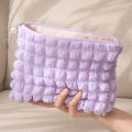 Travel Organizer Makeup Pouch  Portable Zipper Soft for Lady Girls Popular  Boho Reusable Bubble Cloth  Capacity. 