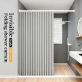Foldable Magnetic Shower Curtain Waterproof Privacy Bathroom Curtain for Home Apartment Hotel Stylish Decor.