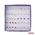 40 PCs Set Ear Studs With Stoppers in White and Multicolor Ear Hoops Earrings Rings Ear hooks 1mm and 2mm Ear Tops Plastic Body Single Stone Ear Stud for Women and Girls. 
