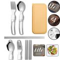 304 Stainless Steel Folding Cutlery Set Portable Spoon Fork for Camping Travel Hiking Picnic Outdoor.