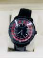 Men’s Quartz Wrist Watch – Black Dial, Leather Strap, Autograph Function, Analog Display. 