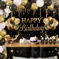 Gold Glitter Birthday Party Polyester Background Cloth, Backdrop Banner Perfect For Black Gold Adult Happy Birthday Theme Party. 